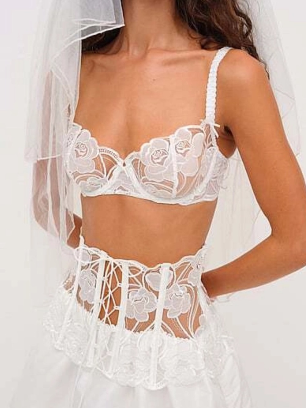 Victoria’s Secret $99 4 Love & Lemons BLUSHING BLOOMS Bridal White 38DD Lace Bra
